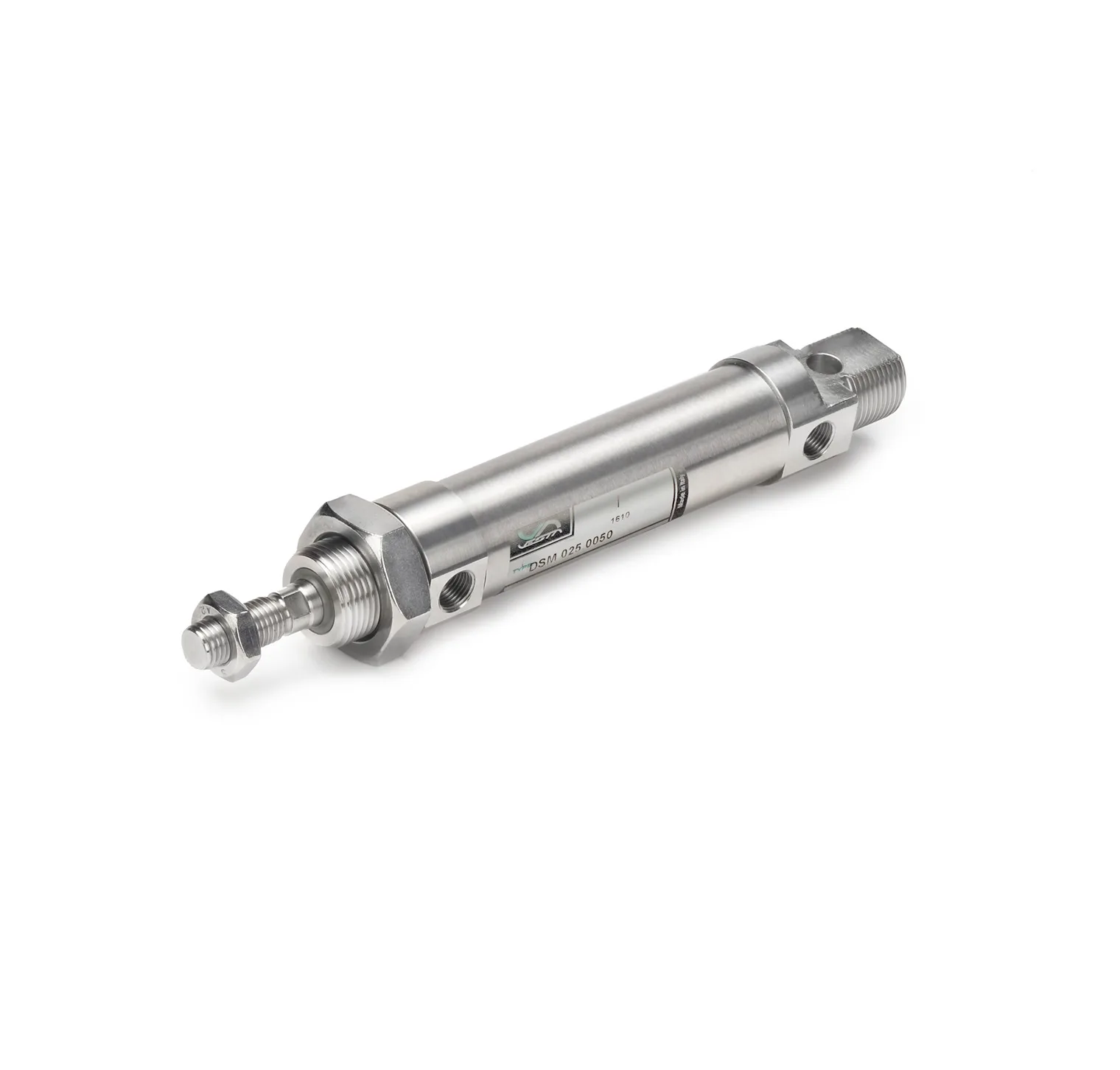 Cilindro inox ISO 6432 para ambientes agresivos Ø20 carrera 220 mm, juntas Viton